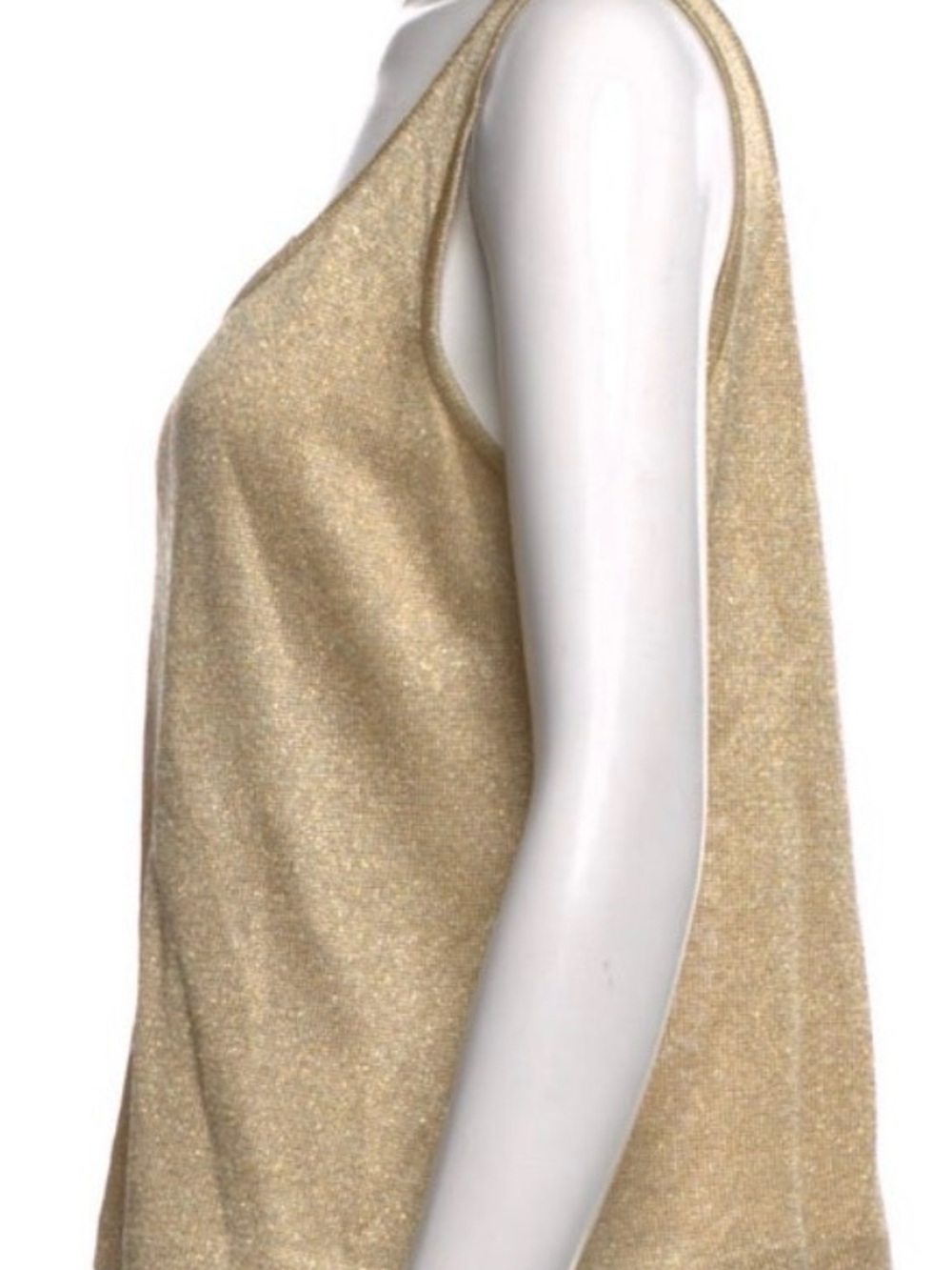 St John Gold Shimmer Tank Top - Women's Sleeveless Scoop Neck - Picture 2 of 3